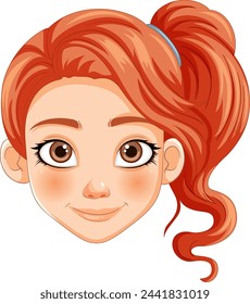 Illustration of a cheerful young redhead girl