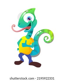 Illustration of a cheerful youth chameleon