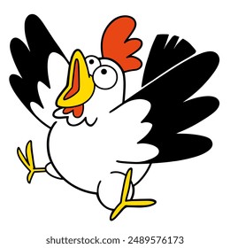 Illustration of a cheerfully crowing rooster.  Vector illustration on white background.