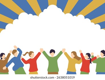 Illustration of a cheering crowd of people