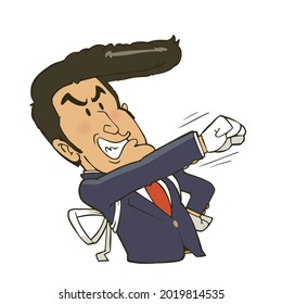 Illustration of a cheering salaryman man. Vector illustration on white background.