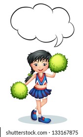 Illustration of a cheerleader with an empty callout  on a white background