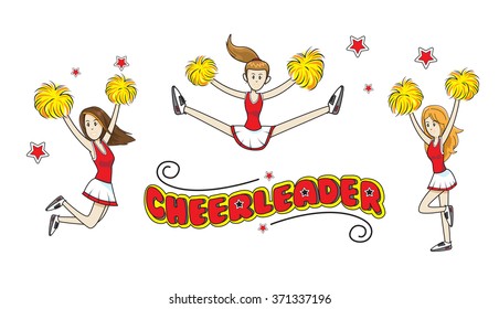 Illustration cheerleader girls team