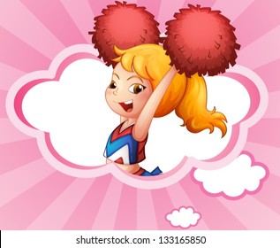 Illustration of a cheerleader inside a cloud