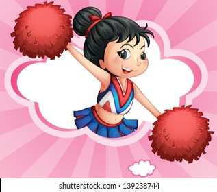 Illustration of a  cheerleader inside a cloud