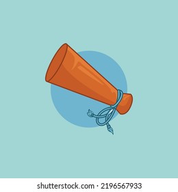 Illustration of cheerleader loudspeaker on blue background