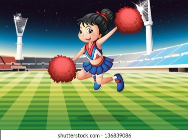 Illustration of a cheerleader performing at the stadium