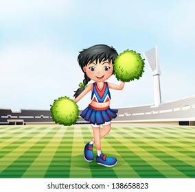 Illustration of a cheerleader in the soccer field