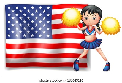 Illustration of a cheerleader from the USA on a white background