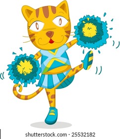 illustration of a cheerleading cat