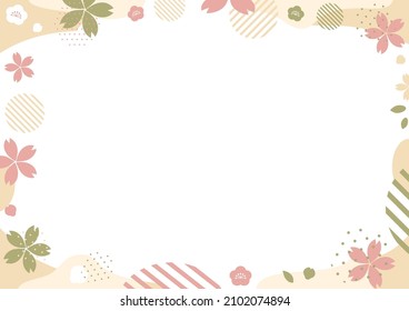 illustration of cheery blossom and geometric background