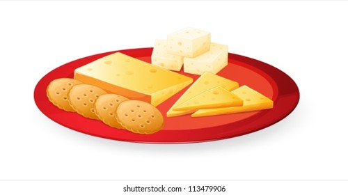 illustration of cheese biscuits in plate on a white background