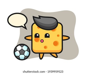 Illustration of cheese cartoon is playing soccer