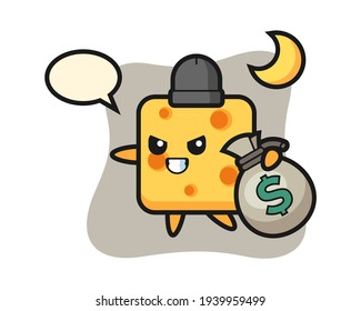 Illustration of cheese cartoon is stolen the money