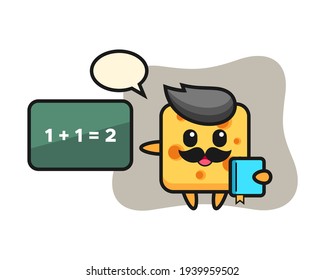 Illustration of cheese character as a teacher