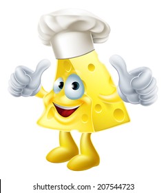 An illustration of a cheese chef character with chefs hat giving a thumbs up