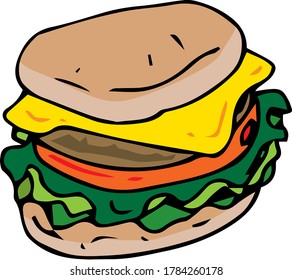Ilustración de una hamburguesa de queso