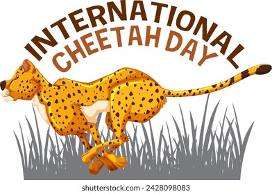 Illustration of a cheetah running through grass