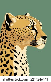 illustration of cheetah wild animal flat vector style background for wall art print poster banner and cover