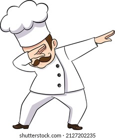 Illustration of chef with celebrating gestures. Chef vector icon for logo designs, banners.