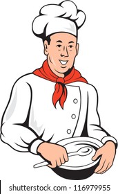 Illustration of a chef, cook or baker done in retro style on isolated white background.