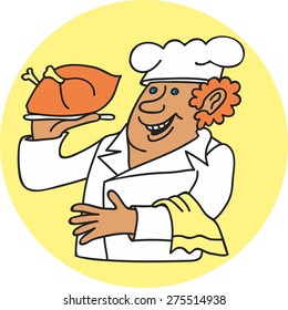 illustration of a chef with dish