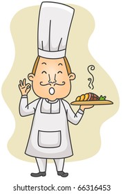 Illustration of a Chef Doing a Gesture of Approval