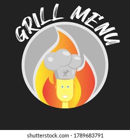 Illustration of a chef for a grill menu