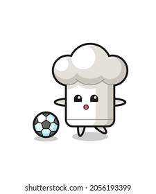 Illustration of chef hat cartoon is playing soccer , cute style design for t shirt, sticker, logo element