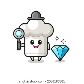 Illustration of chef hat character with a diamond , cute style design for t shirt, sticker, logo element