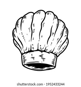 Illustration of chef hat. Design element for logo, label, sign, emblem, poster. Vector illustration