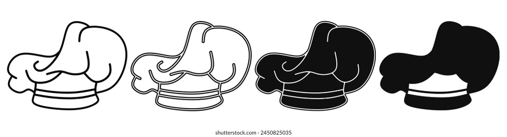 Illustration of a chef hat. Chef hat icon collection with line. Stock vector illustration.