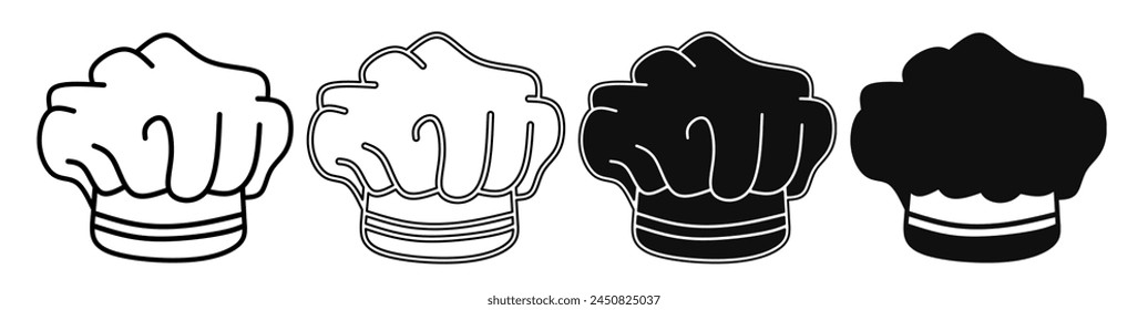 Illustration of a chef hat. Chef hat icon collection with line. Stock vector illustration.