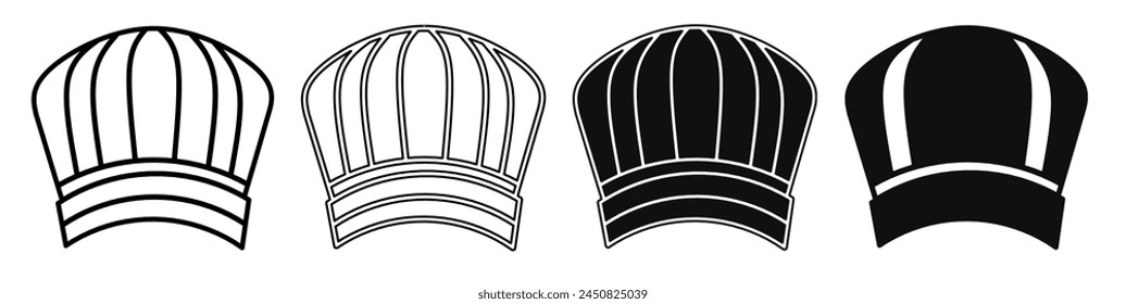Illustration of a chef hat. Chef hat icon collection with line. Stock vector illustration.