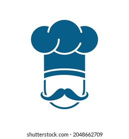 Illustration of a chef hat and mustache isolated on a white background. Vector illustration