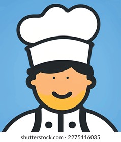Illustration of a chef with a hat on a background.