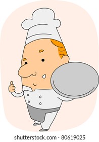 Illustration of a Chef Holding an Empty Plate