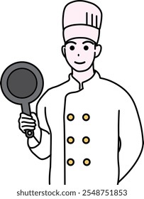 Illustration of a chef holding a frying pan