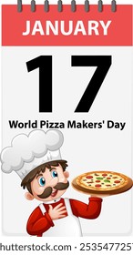 Illustration of a chef holding a pizza