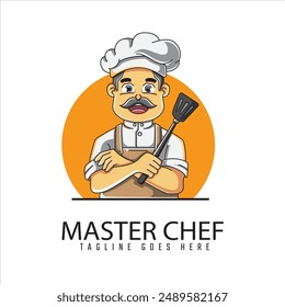 illustration of a chef holding a spatula and ready to cook