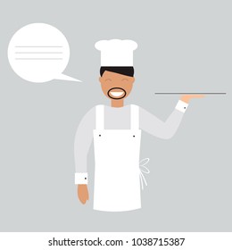 Illustration of a chef holding a tray