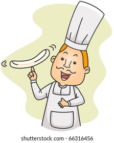 Illustration of a Chef Making a Dough