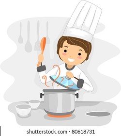 Illustration of a Chef at Work