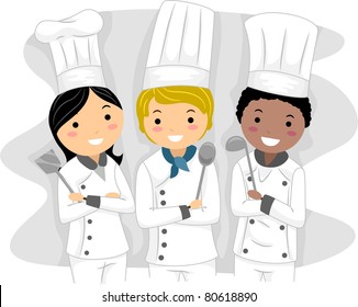 Illustration of Chefs with Different Ethnic Backgrounds