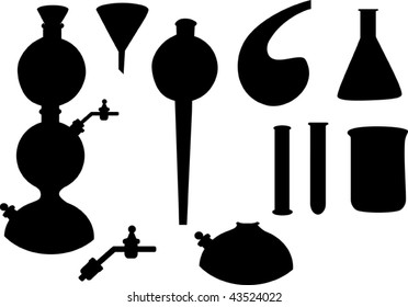 illustration with chemical glass silhouettes collection