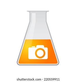 Illustration of a chemical test tube with a photo camera