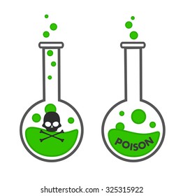 Illustration of a chemistry bottles with deadly poison.