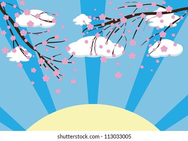 Illustration of a Cherry blossom in spring time