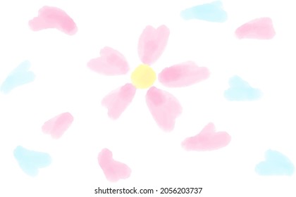 An illustration of cherry blossoms drawn in light watercolor tones.