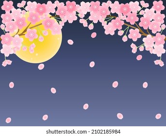 Es una ilustración de las flores de cerezo de noche.